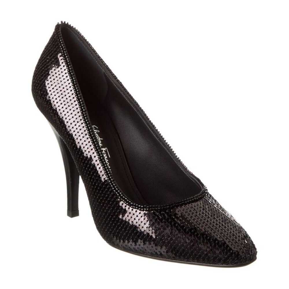 Salvatore Ferragamo Black Sequin Heels